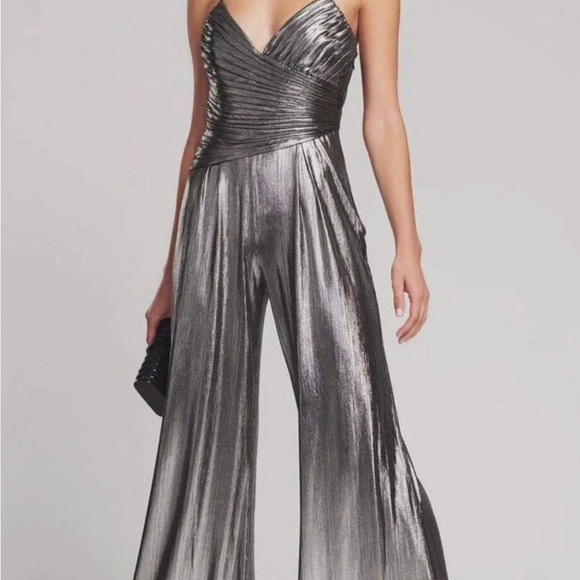 Retrofete Everly Metallic Silver Gunmetal
Flare Wide Leg Jumpsuit Size M - Picture 2 of 8